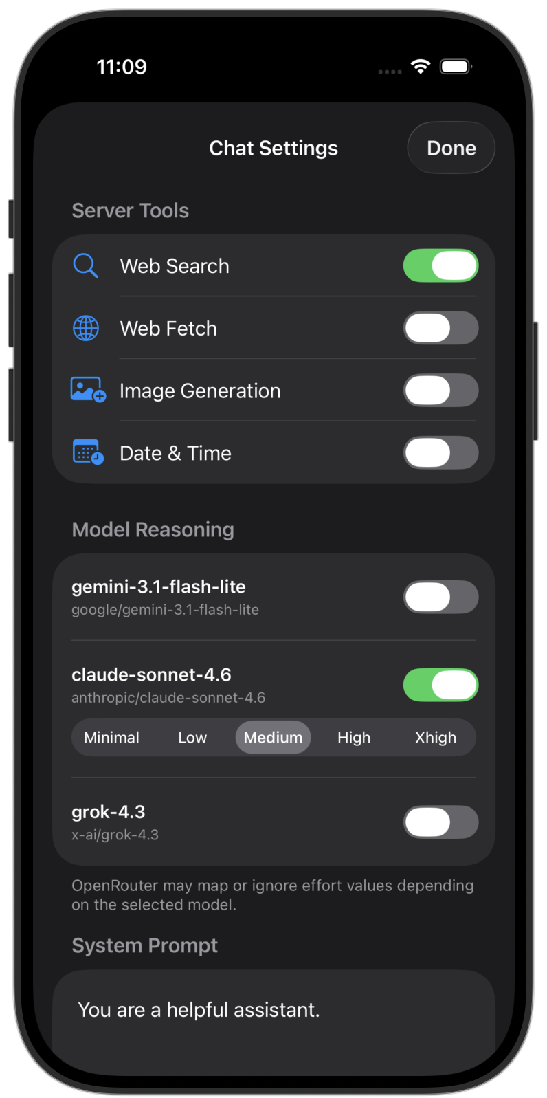 Chat settings